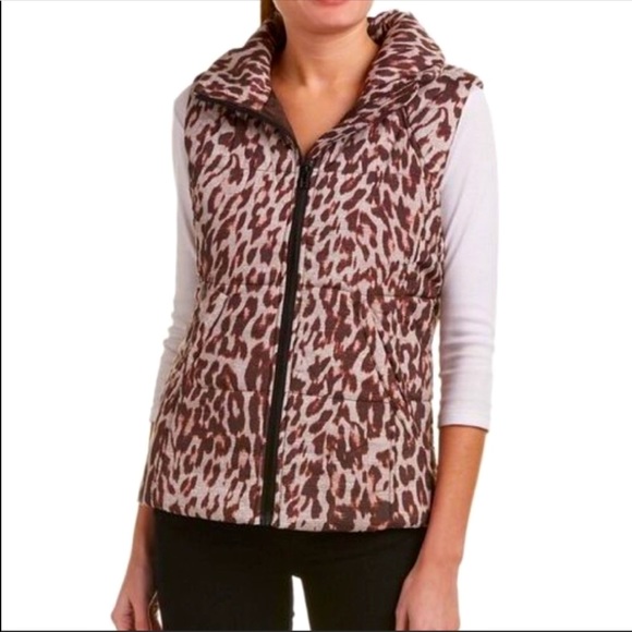 CAbi Jackets & Blazers - Cabi | Juliet Leopard Print Full Zip Puffer Vest Jacket Pockets Women’s Small S